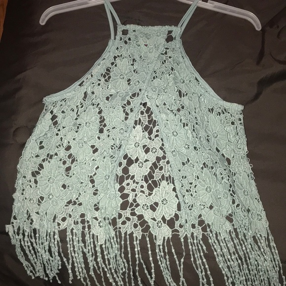 MARK DOWN - Blue Lace Halter Tank-top $9! - Picture 3 of 3